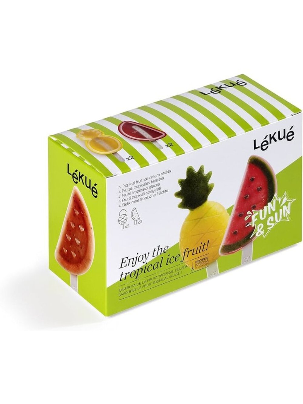Lekue Tropical Fruit Ice Cream Molds Set Pineapple Watermelon Silicone New
